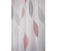 HOMEbasics Paolo 49462 Tab-Top Curtain Transparent Printed (Red, 145 x 140 cm)