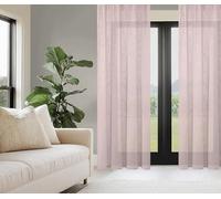 HOMEbasics Softy 800530 Curtain with Eyelets Semi-Transparent Linen Structure Rose Size: 160 x 140 cm Quantity: 1