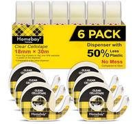Homebay Clear Cellotape Rolls With Dispenser | Christmas Birthday Gift Wrap Tape Transparent | Strong Sticky Small Wrapping Dispenser and Tape 18mm x 30mm