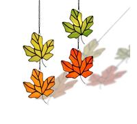 HomeBeauty Maple Leaf Suncatcher, Stained Glass Window Hanging, Tiffany Style Leaves Decorations Gifts (Maple Leaf, Set of 4)