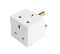HomeBerg 2 Way Double Plug Adaptor - Multi Plugs Extension Sockets Adapter - UK 3 Pin Socket Extensions 250V 13 Amp - Power Extender Multiplug Block for Kitchen, Office, PC, TV, Indoor Lighting