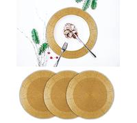 Homebia Designs Champagne Beaded Placemats Set of 4, 13" Table Chargers | Handmade Champagne Beaded Placemats Set of 4, 13 Inch Round Charger Plates, Glass Bead Table Mats for Bridal Wedding Parties