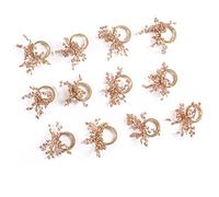 Homebia Designs Copper Gold Beaded Napkin Ring Set of 12 - Elegant Beautiful Fancy Decorative Napkin Holder for Dining Table Décor, Easter, Farmhouse, Wedding, Party, Thanksgiving, Everyday Use