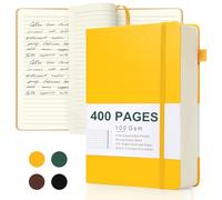 HOMEBOBO Journals for Writing 400 Pages, A5 Leather Ruled Notebook, 100 Gms College Ruled Journal with Thick Paper, Hardcover with Inner Pocket & Pen Holder, Yellow