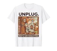 Homebody Cat Introvert Unplug Cottagecore Value Graphic T-Shirt, Men, White, L