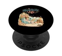 Homebody Life Cute Cozy Cat Introvert Relaxing Lifestyle PopSockets Adhesive PopGrip