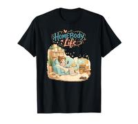 Homebody Life Cute Cozy Cat Introvert Relaxing Lifestyle T-Shirt