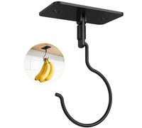HOMEBROS Banana Hook, Metal Banana Hanger Under Cabinet, Black, 1 Pcs | 2 Mount Options, 360° Rotatable, Magnetic Foldable, Compact Size, Suits for Fruits, Cups, Mugs, Utensils, Oven Mitts, Towels