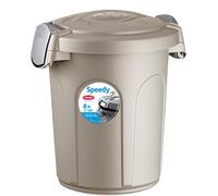 HomeCentre Bathroom Bin 8L - Small Plastic Waste Bin with Clip-On Locking Lid for Bedroom - Office, Indoor and Outdoor Use - Rectangular Rubbish Bin - 27 cm x 24 cm x 31 cm - Beige