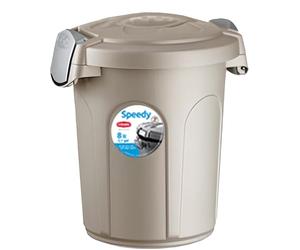 HomeCentre Bathroom Bin 8L - Small Plastic Waste Bin with Clip-On Locking Lid for Bedroom - Office, Indoor and Outdoor Use - Rectangular Rubbish Bin - 27 cm x 24 cm x 31 cm - Beige