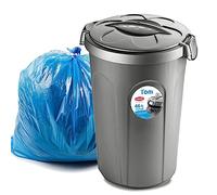 HomeCentre Kitchen Bin 46L - Large Plastic Waste Bin with Clip-On Locking Lid for Garage, Garden, Dustbin Storage - Indoor and Outdoor Use - Rectangular Rubbish Bin - 44.5 cm x 40 cm x 61 cm - Grey