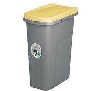 HomeCentre Lift Top 25 Waste Bin Slim Plastic Kitchen Recycling Yellow-Grey