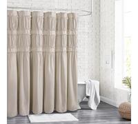 Homechoice Decor Ruched Ruffled Shower Curtain 72" W x 72" H, Beige Microfiber Rustic Decorative Bath Curtain for Bathroom, Farmhouse and Boho Bathroom Décor, Machine Washable (LQ-38)