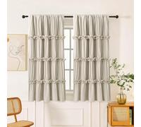 Homechoice Decor Thermal Insulated Blackout Window Curtains, 42" W x 63" L (Pair), Boho Ruched Window Treatments with 3 Rows of Butterfly Flowers, Rustic Rod Pocket Drapes for Room, Camel (LQ-30)