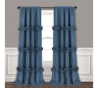Homechoice Decor Thermal Insulated Blackout Window Curtains, 54" W x 84" L x 2 Panels, Boho Ruched Window Treatments with 3 Rows of Butterfly Flowers, Rustic Rod Pocket Drapes, Dusty Blue (LQ-30)
