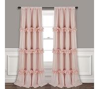 Homechoice Decor Thermal Insulated Blackout Window Curtains, 54" W x 84" L x 2 Panels, Boho Ruched Window Treatments with 3 Rows of Butterfly Flowers, Rustic Rod Pocket Drapes, Peach Pink (LQ-30)