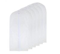 HomeClean Garment Bag Clear 60 x 120cm(24'' x 48'') Long Suit Bag Dust Moth Proof Garment Bags White Breathable Full Zipper Dust Cover for Dance Dress Clothes Pack of 6