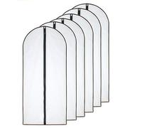HomeClean Moth Proof Garment Bags 60 x 140cm(24'' x 54'') Black Side Breathable Clear Garment Full Zipper Bags for The Longer Winter Coats Dress Clothes(Pack of 6)