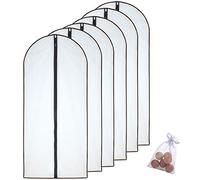 HomeClean Moth Proof Garment Bags 60 x 153cm(24'' x 60'') Black Side Breathable Clear Full Zipper Bags with Cedar Balls for The Much Longer Wedding Evening Dress Clothes(Pack of 6)