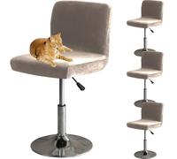 HOMECOVER Bar Stool Covers With Back, Stretch Velvet Fabric Bar Stools Slipcovers Removable Low Back Swivel Chair Covers-Taupe-set of 4