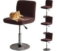 HOMECOVER Bar Stool Covers With Back, Stretch Velvet Fabric Bar Stools Slipcovers Removable Low Back Swivel Chair Covers-brown-set of 4