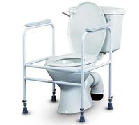Homecraft Adjustable Toilet Surround Frame - Height Adjustable Steel Grab Rail - Non Slip Bathroom Safety Support for Elderly and Disabled - Pre Assembled Mobility Aid - With Floor Fixing Feet