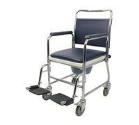 Homecraft Chrome Plated Steel Wheeled Commode Chair, Portable Toilet Chair with Detachable Pieces, Elderly, Disabled and Handicapped User Bathroom Aid