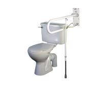 Homecraft Devon Deluxe Folding Toilet Support Rail with Floor Leg, Bathroom Aid for Elderly, Handicapped, Disabled users, Safety Support Handrail & Leg for Lavatory and Bathroom - 77.5cm