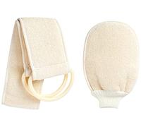 HOMECRAFT Flannel Back Washing Strap - Double Sided Back Scrubber with D-Ring Handles & Matching Hand Mitt, 37" Long Strap for Elderly, Disabled & Limited Mobility, Dual Surface Exfoliating Towel