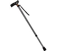 Homecraft Folding Coloured Walking Stick with Wooden Handle, Lightweight Adjustable Walking Cane for Balance, Mobility Aid, Etched Black, 835-925mm