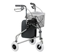 Homecraft Folding Three Wheeled Rollator, Tri Walker with Lockable Cable Brakes, Carry Bag, Basket and Tray, Walking Mobility Aid, Lightweight...