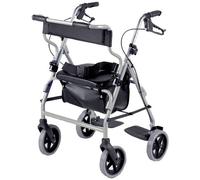 Homecraft Four Wheeled Rollator Walker with Breaks, Foot Rest, Seat and Basket, Mobility and Support Aid for Elderly, Disabled and Handicapped Users