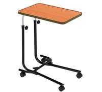 Homecraft Overbed Table, Portable Desk with Castor Wheels, Writing Surface to Use in Bed or a Wheelchair, Mobility Aid, Mobile Desk with Adjustable Height, Teak and Black