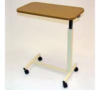 Homecraft Overbed Table, Portable Desk with Castor Wheels, Writing Surface to Use in Bed or a Wheelchair, Mobility Aid, Mobile Desk with Adjustable Height, Teak and White