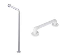 Homecraft Ringwood Wall to Floor Grab Rail, Curved Grab Bar for Toilet & Moulded Fluted Grab Rail, Durable PVC Safety Rail and Mobility Aid for Bathroom for Elderly, 30.5cm