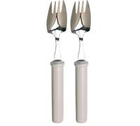 Homecraft Splayed Fork with Slim Handle, Stainless Steel Fork & Spoon Combination, Adaptive Eating Utensil, Designed for One Handed Eating, Side Edges for Cutting, (Eligible for VAT Relief in the UK)