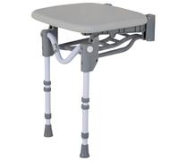 Homecraft Tooting Padded Folding Shower Seat - Wall Mounted Bathroom Seat with Adjustable Legs, Non-Slip Feet, Corrosion-Resistant Frame, Max User Weight 159 kg