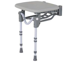 Homecraft Tooting Padded Folding Shower Seat - Wall Mounted Bathroom Seat with Adjustable Legs, Non-Slip Feet, Corrosion-Resistant Frame, Max User Weight 159 kg