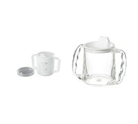 Homecraft Two Handled Mug and Two Lids, 270 ml, Gradations to Measure Liquid Intake & Caring Mug, Two Handle Easy Grip Mug, Spill Resistant Portable Travel Mug with Spout Opening for Children, 300ml