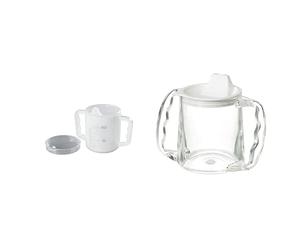 Homecraft Two Handled Mug and Two Lids, 270 ml, Gradations to Measure Liquid Intake & Caring Mug, Two Handle Easy Grip Mug, Spill Resistant Portable Travel Mug with Spout Opening for Children, 300ml