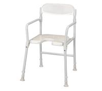 Homecraft White Line Folding Shower Chair, Bathroom Shower Aid, Folding Bath Chair, Plastic Backrest, Personal & Professional Care, Adjustable Seat Height (Eligible for VAT relief in the UK)