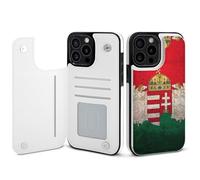 Homect with Hungarian Flag Printed Wallet Phone Case Unisex Trendy Cellphone Protective Cover Compatible with iPhone 15/15 Pro/16 Pro Max/15 Plus