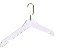 HomeCube USA 17" Clear Acrylic Heavy Duty Coat Hangers with Gold Hooks - Elegant Wedding Dress Hanger and Durable Closet Organizer