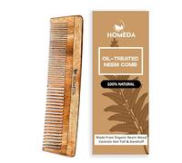 Homeda Kachi Neem Comb for Hair Growth, Wooden Hair Combs for Men, Women, Kids - Kacchi Neem Kangi, Castor & Coconut Oil Treated - Anti-Dandruff, Detangler, Hair Styling (Dual Tooth)