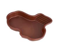 HOMEDEK 1 Piece Reptile Bathing Pool Amphibians Accessories with Ramp Reptile Water Bowl Brown for Tortoise Turtle Hamster Leopard,B