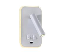 HOMEDEK 1 Piece Wall Light Backlight USB Charging 330 Degree Rotation Adjustable Wall Lamp White