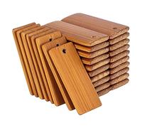 HOMEDEK 100Pcs 45X20Mm Wooden Tags Bamboo Tags for Keychain Rings, Bamboo Unfinished Wood Key Ring Tag