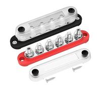HOMEDEK 12V Bus Bar 6x5/16Inch (M8) Terminal Studs 12 Volt Power Distribution Block Parts with Cover Battery Bus Bar 12V-48V for Auto