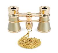 HOMEDEK 3X25 Opera Viewing Binoculars All Metal with Handle/Chain Ladies Retro Small Binoculars Mini Binocular