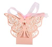 HOMEDEK 50pcs Butterfly Wedding Favour Box Birthday Party Gifts Candy Boxes (Pink)